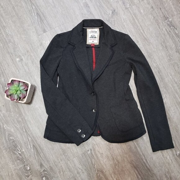 Roots Jackets & Blazers - Roots Canada * Grey Stretch Knit Blazer * Sz M